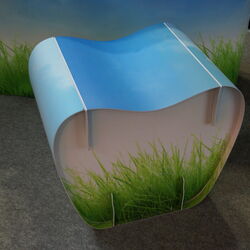 Hocker - Sitzmöbel - steckbarer Stuhl - Showroommuster mit Wiesenbild